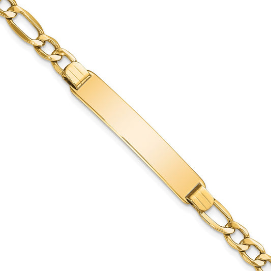 Quality Gold 14k Polished Semi-Solid Figaro ID Bracelet Gold