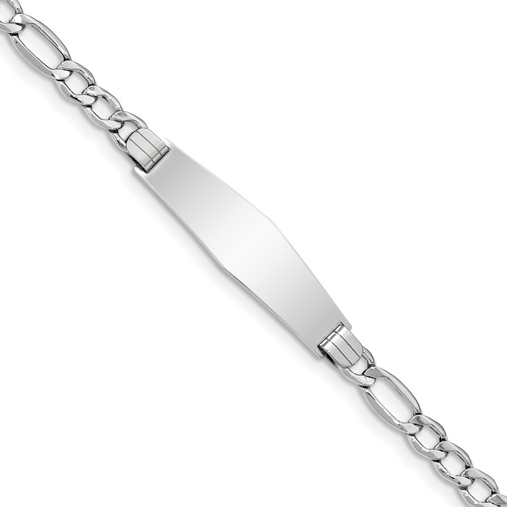 Quality Gold 14K WG Polished Semi-Solid Soft Diamond Shape Figaro ID Bracelet Gold