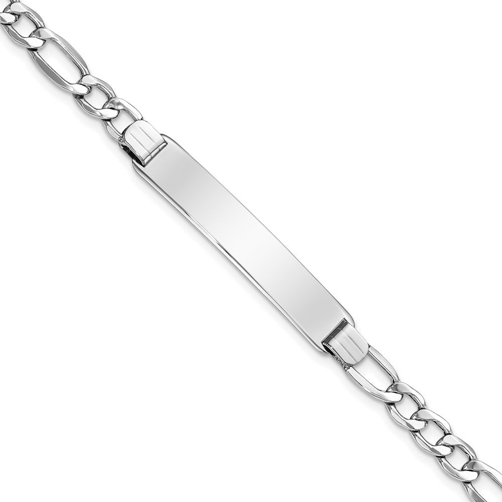 Quality Gold 14K WG Polished Semi-Solid Figaro ID Bracelet Gold