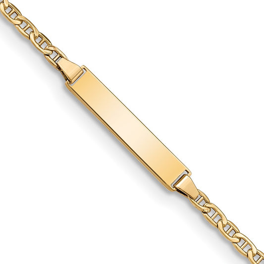 Quality Gold 14k Semi-Solid Polished Anchor  ID Bracelet Gold