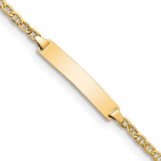 Quality Gold 14k Semi-Solid Polished Anchor Link ID Bracelet Gold