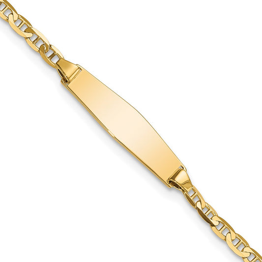 Quality Gold 14k Semi-solid Soft Diamond Shape Anchor ID Bracelet Gold