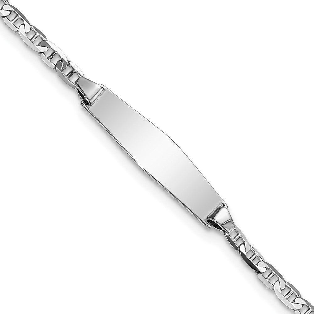Quality Gold 14k WG Semi-solid Soft Diamond Shape Anchor ID Bracelet Gold