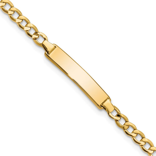 Quality Gold 14k Semi-solid Cuban Link ID Bracelet Gold