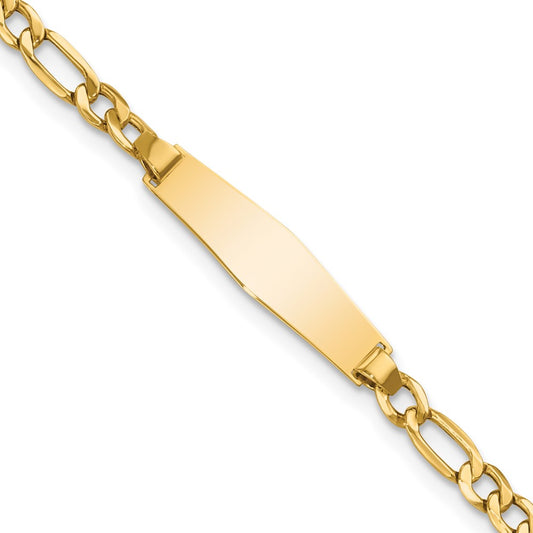 Quality Gold 14k Semi-Solid Soft Diamond Shape Figaro Link ID Bracelet Gold