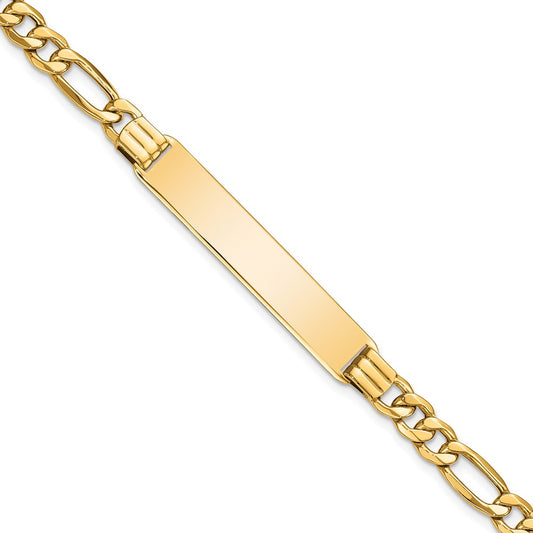 Quality Gold 14k Semi-Solid Figaro Link ID Bracelet Gold