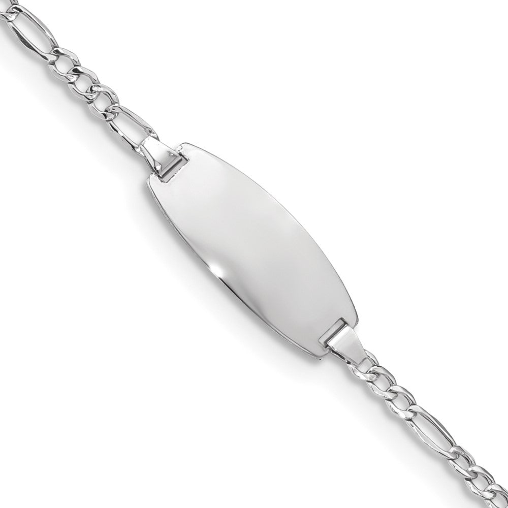 Quality Gold 14k White Gold Semi-Solid Oval Figaro ID Bracelet Gold