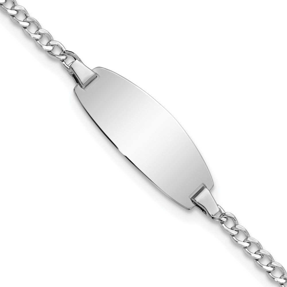 Quality Gold 14k White Gold Semi-Solid Oval Curb ID Bracelet Gold