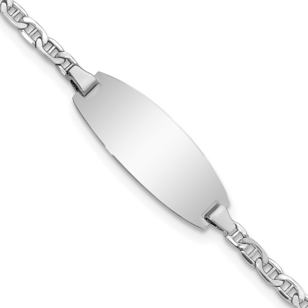 Quality Gold 14k White Gold Semi-Solid Oval Anchor ID Bracelet Gold