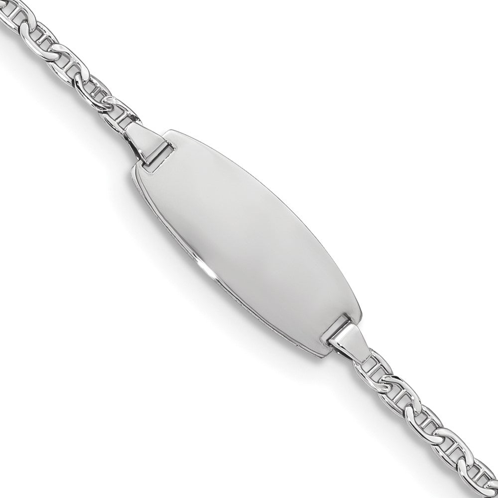 Quality Gold 14k White Gold Semi-Solid Oval Anchor ID Bracelet Gold