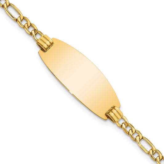 Quality Gold 14k Semi-Solid Oval ID Figaro Bracelet Gold