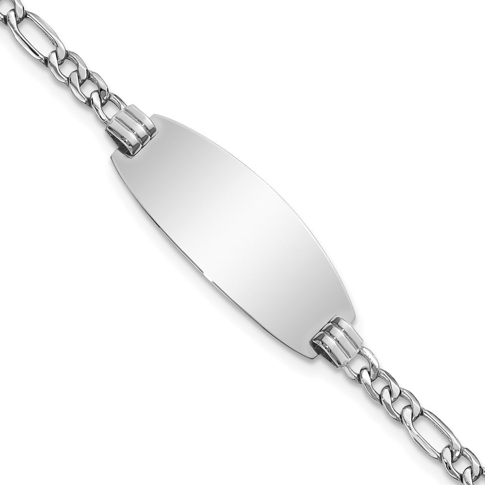 Quality Gold 14k White Gold Semi-Solid Oval Figaro Oval ID Bracelet Gold