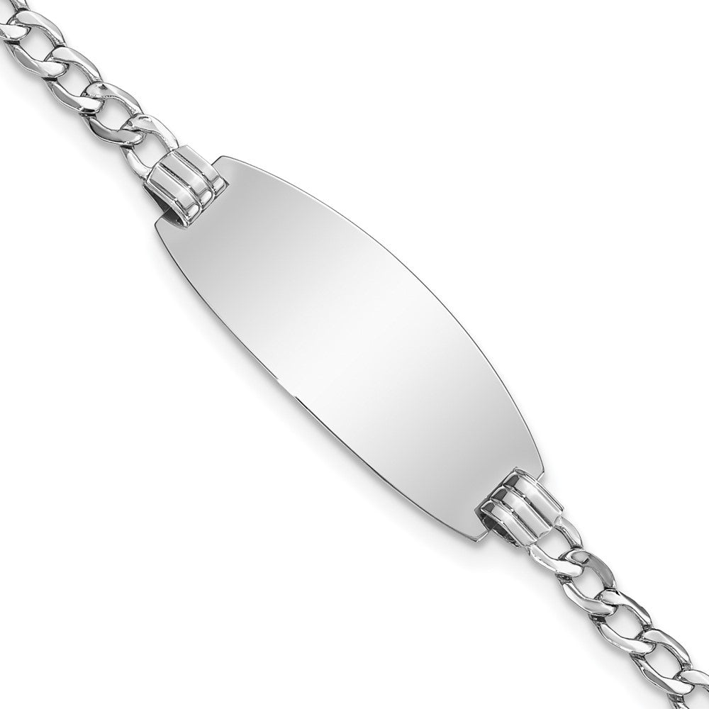 Quality Gold 14k White Gold Semi-solid Oval Curb ID Bracelet Gold