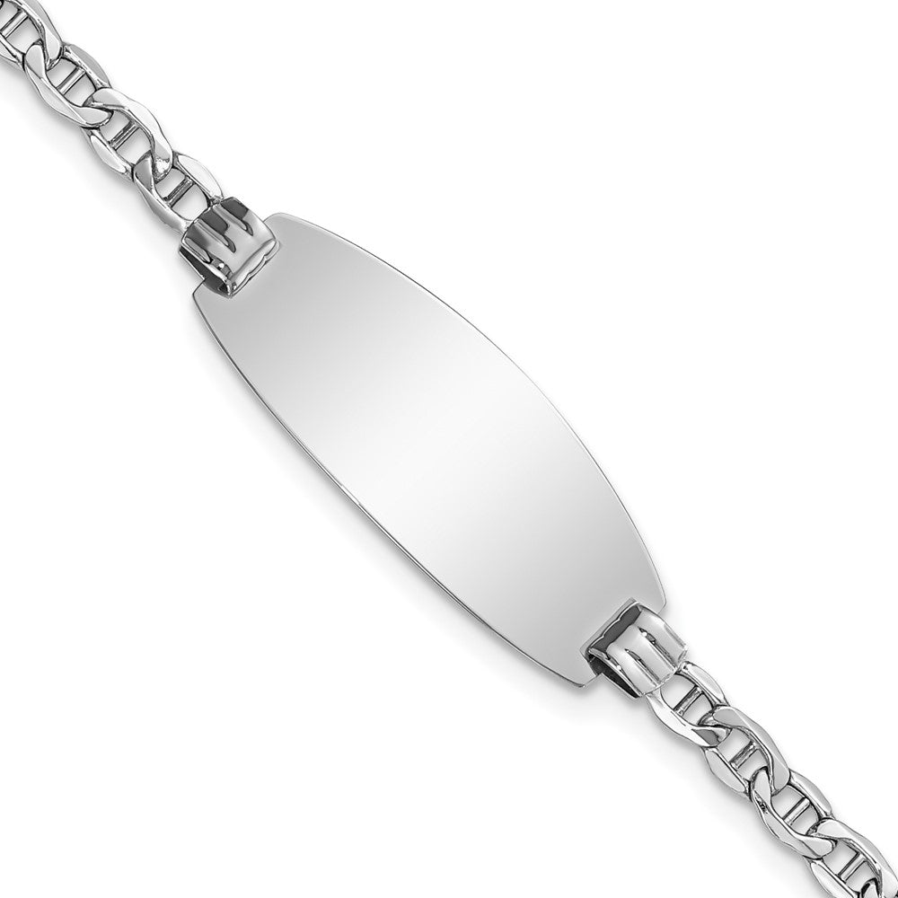 Quality Gold 14k White Gold Semi-Solid Oval Anchor ID Bracelet Gold