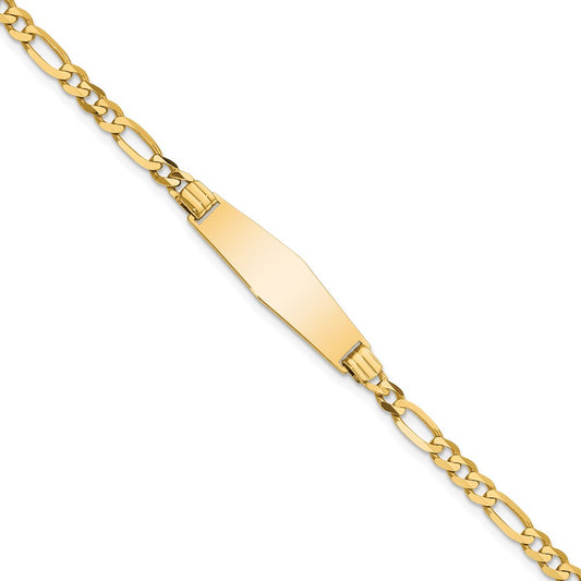 Quality Gold 14k Soft Diamond Shape Figaro ID Bracelet Gold