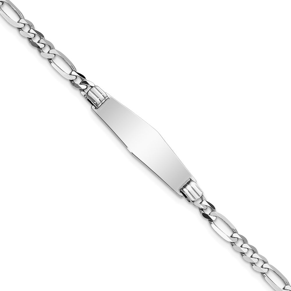 Quality Gold 14k WG Soft Diamond Shape Figaro Link ID Bracelet Gold