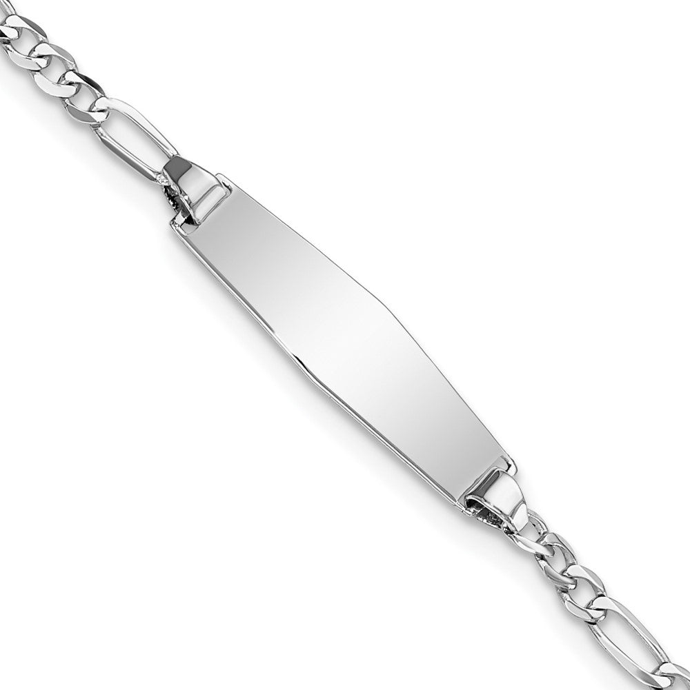 Quality Gold 14k WG Soft Diamond Shape Figaro Link ID Bracelet Gold