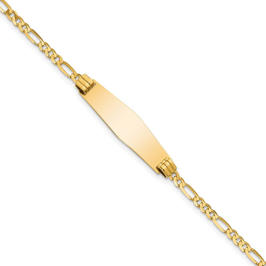 Quality Gold 14k Soft Diamond Shape Figaro ID Bracelet Gold