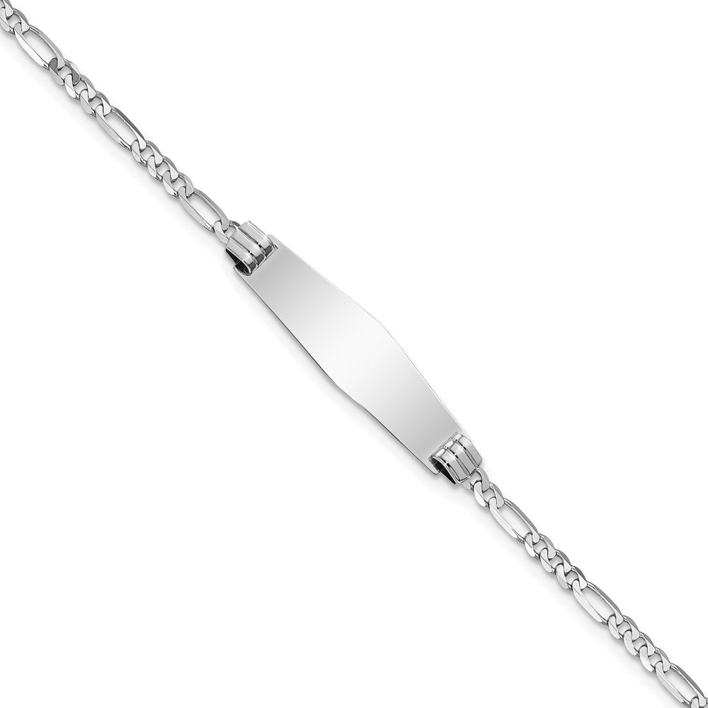 Quality Gold 14k WG Soft Diamond Shape Figaro Link ID Bracelet Gold