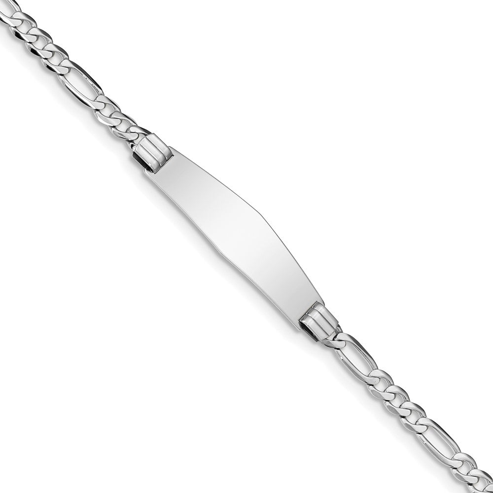 Quality Gold 14k WG Figaro Link Soft Diamond Shape ID Bracelet Gold