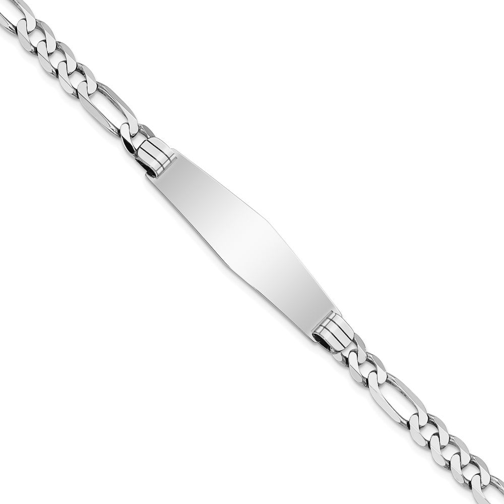 Quality Gold 14k WG Figaro Link Soft Diamond Shape ID Bracelet Gold