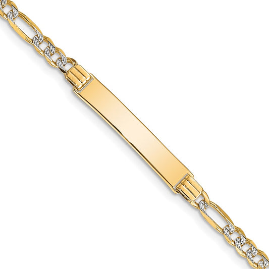 Quality Gold 14k with Rhodium Pavé Figaro ID Bracelet Gold