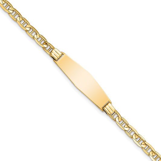 Quality Gold 14K Soft Diamond Shape Anchor Link ID Bracelet Gold