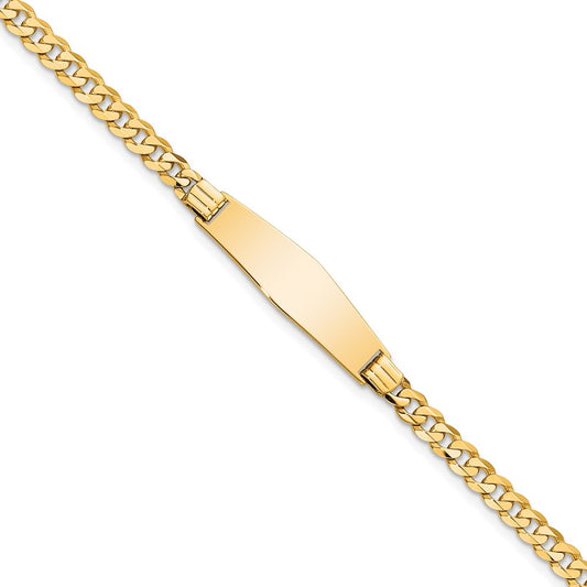 Quality Gold 14K Soft Diamond Shape Curb Link ID Bracelet Gold