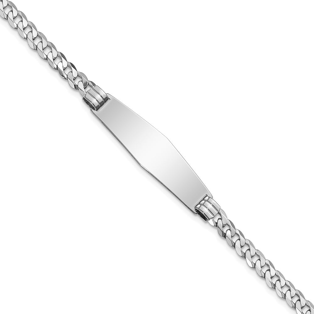 Quality Gold 14k WG Flat Curb Link Soft Diamond Shape ID Bracelet Gold