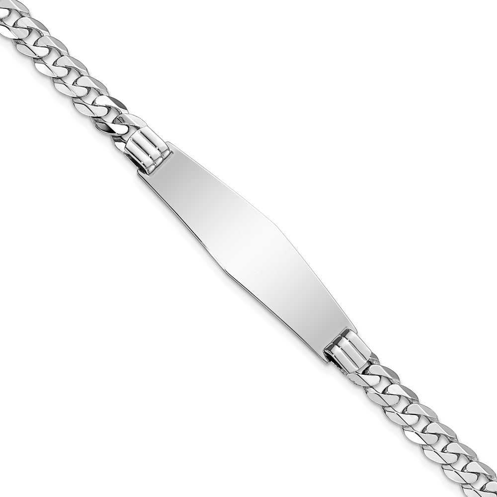 Quality Gold 14k WG Flat Curb Link Soft Diamond Shape ID Bracelet Gold