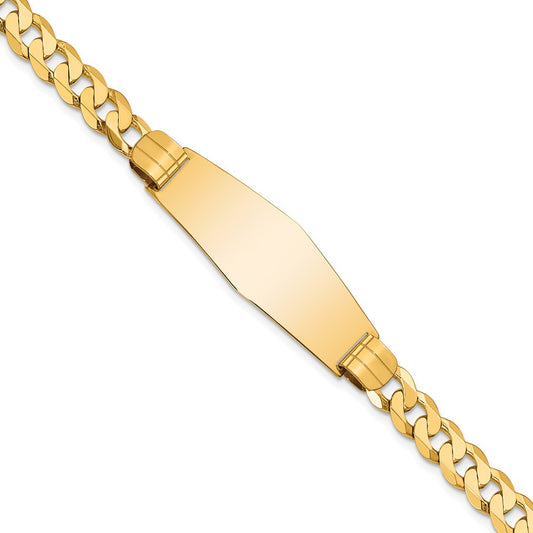 Quality Gold 14K Curb Link Soft Diamond Shape ID Bracelet Gold