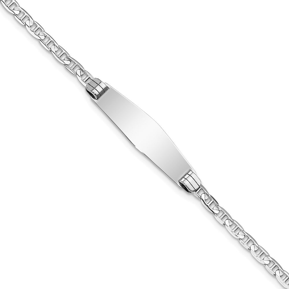 Quality Gold 14K WG Soft Diamond Shape Anchor Link ID Bracelet Gold