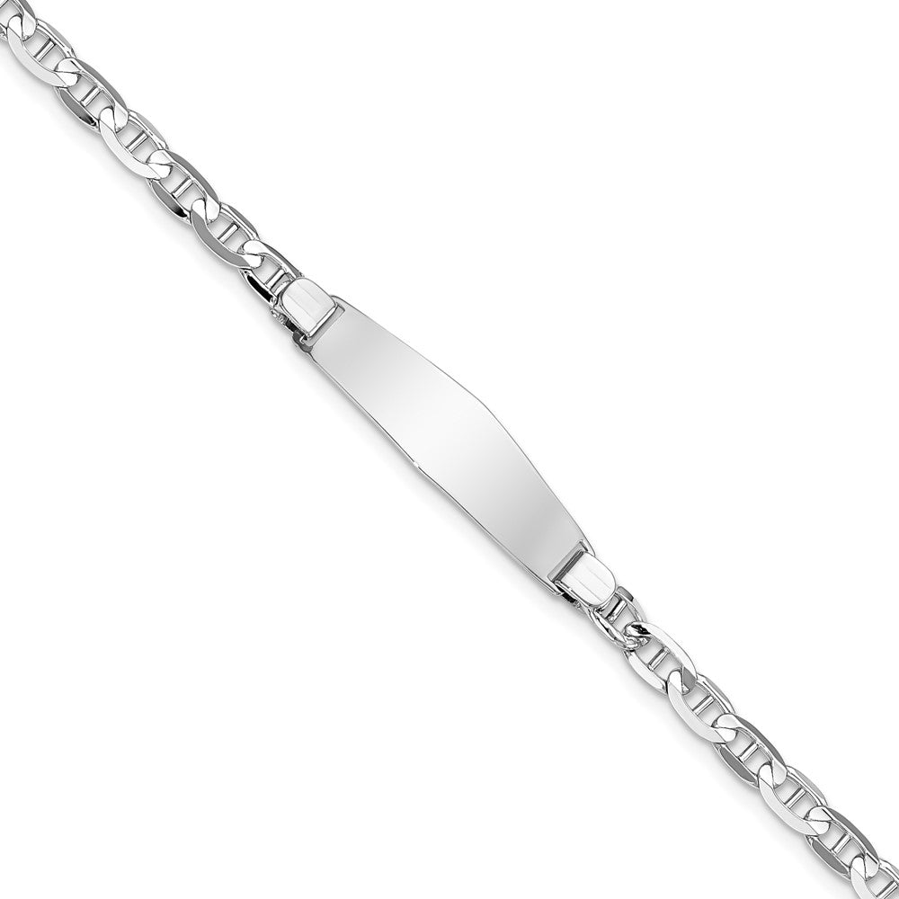 Quality Gold 14K WG Soft Diamond Shape Anchor Link ID Bracelet Gold