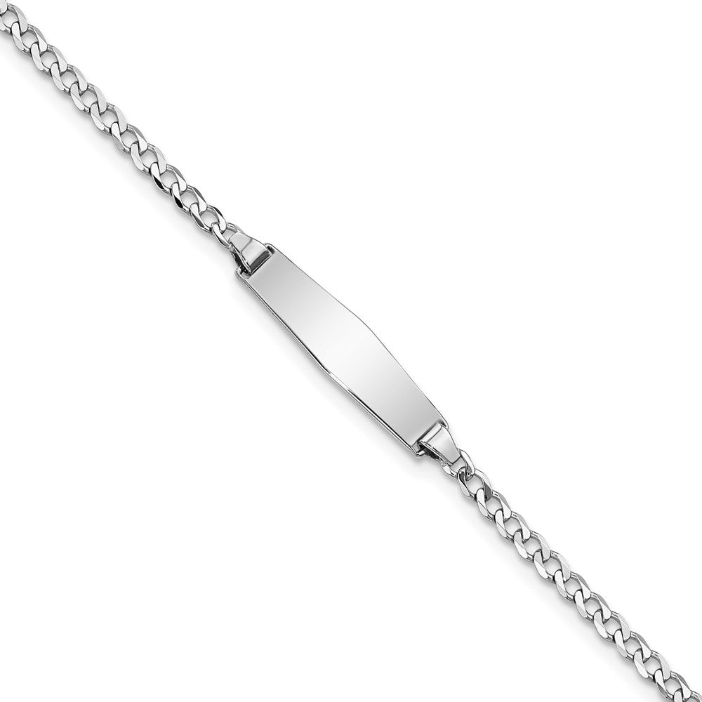 Quality Gold 14k WG Soft Diamond Shape Flat Curb Link ID Bracelet Gold