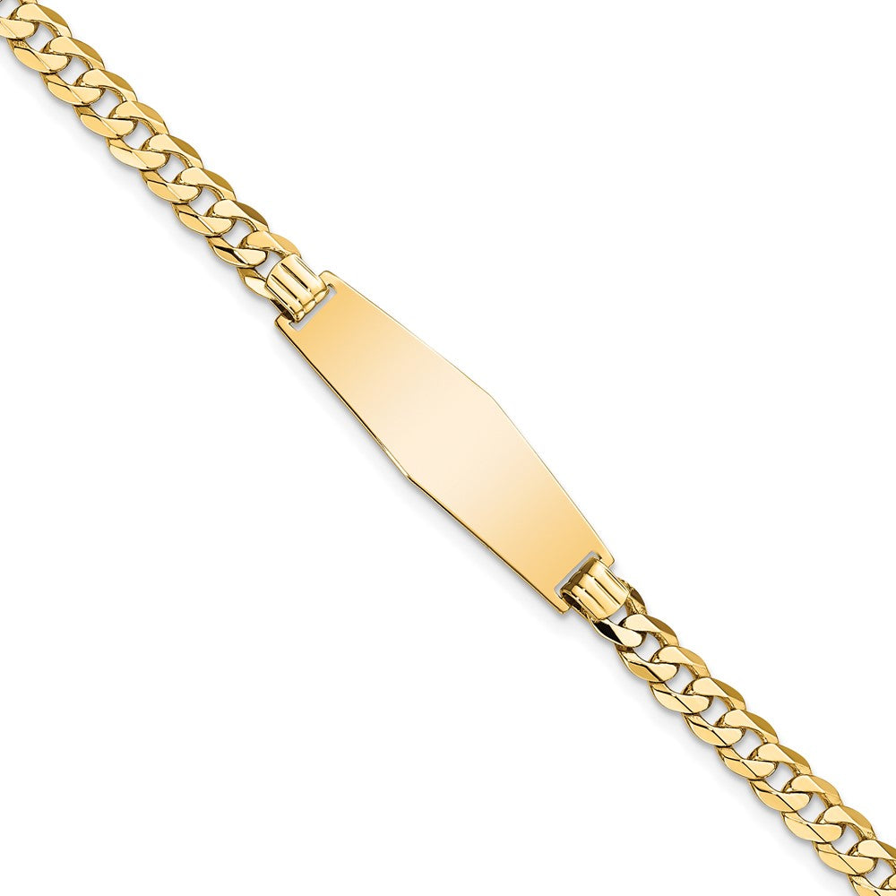 Quality Gold 14k Soft Diamond Shape Flat Curb Link ID Bracelet Gold