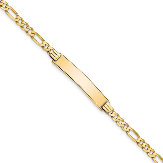 Quality Gold 14k Flat Figaro Link ID Bracelet Gold
