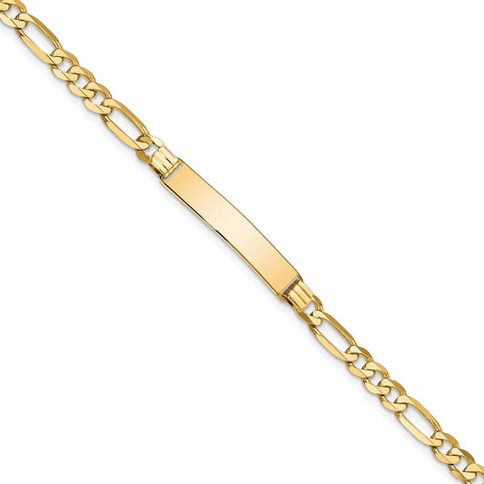 Quality Gold 14k Flat Figaro Link ID Bracelet Gold