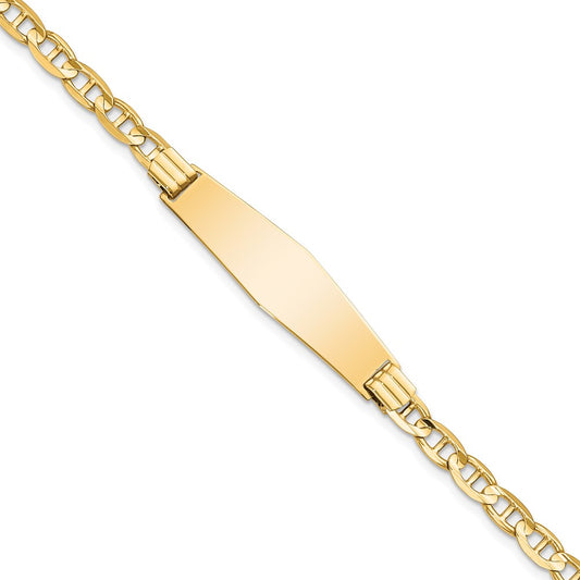 Quality Gold 14k Anchor Link Soft Diamond Shape ID Bracelet Gold
