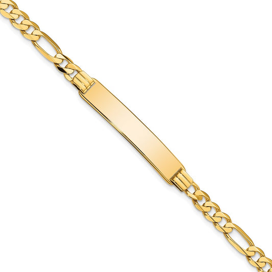 Quality Gold 14k Flat Figaro Link ID Bracelet Gold
