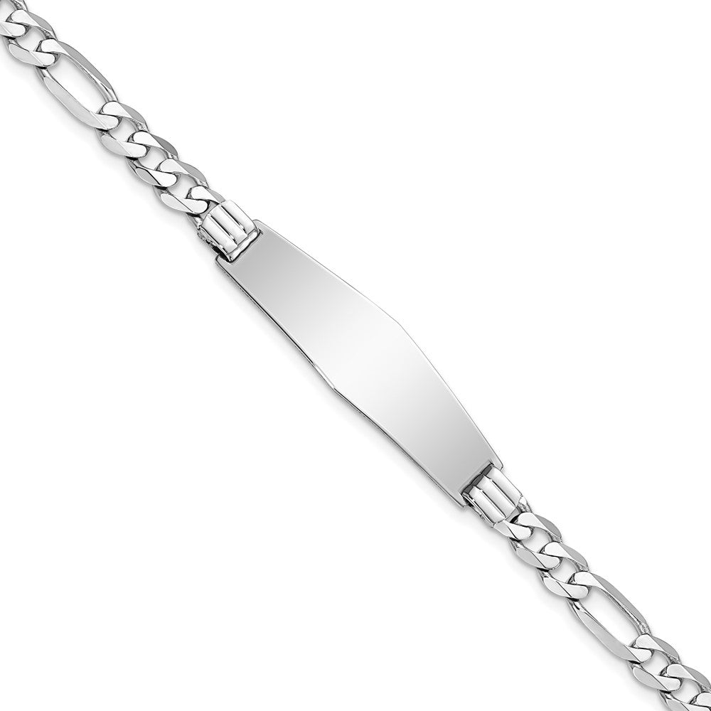 Quality Gold 14k WG Figaro Link Soft Diamond Shape ID Bracelet Gold