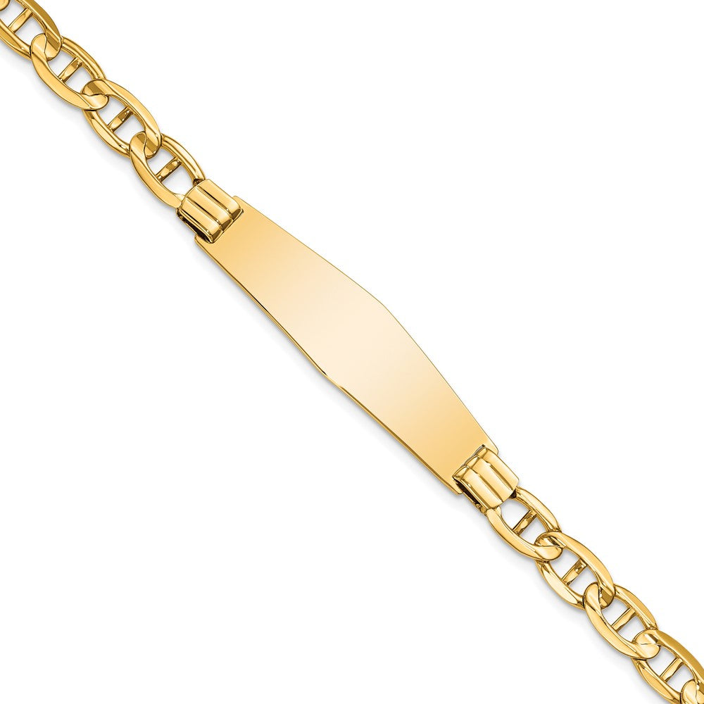 Quality Gold 14k Anchor Link Soft Diamond Shape ID Bracelet Gold