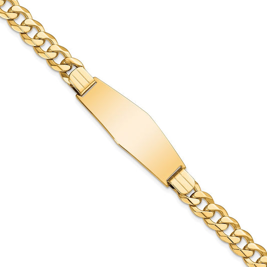 Quality Gold 14k Flat Curb Link Soft Diamond Shape ID Bracelet Gold