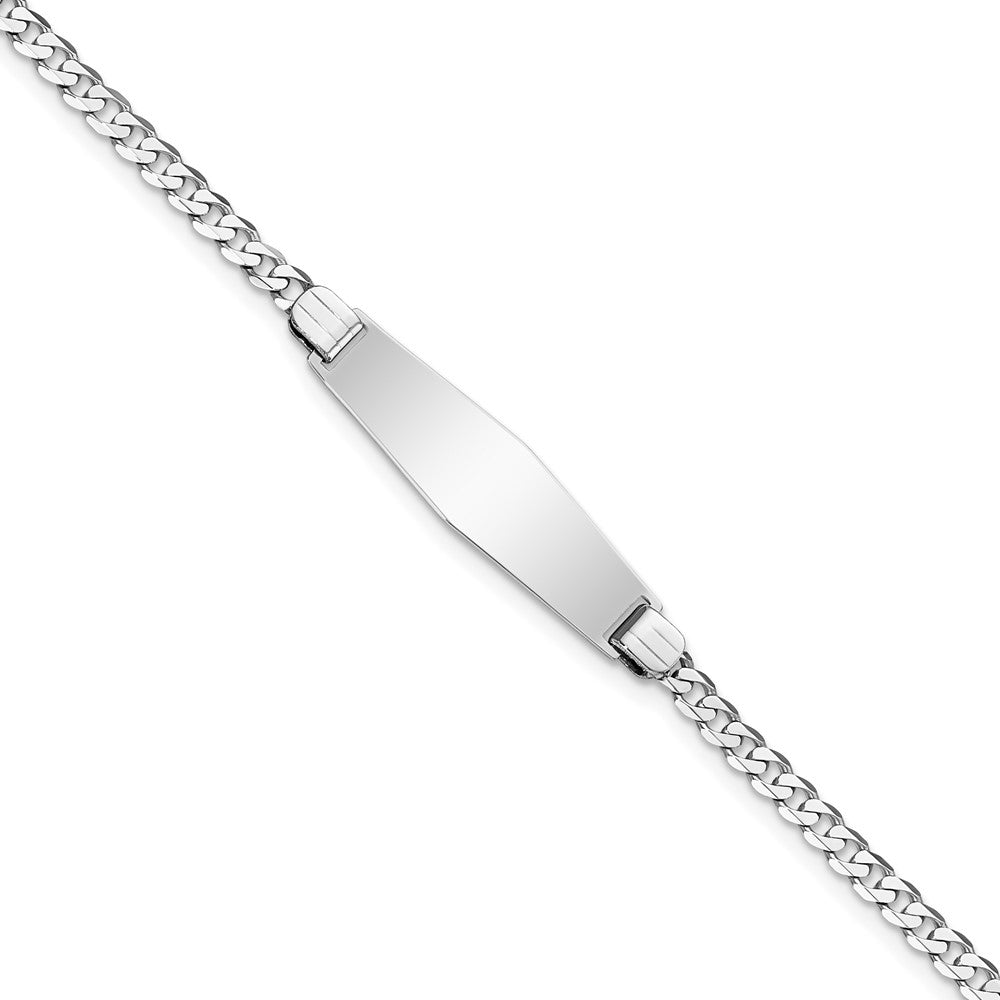 Quality Gold 14k WG Flat Curb Link Soft Diamond Shape ID Bracelet Gold