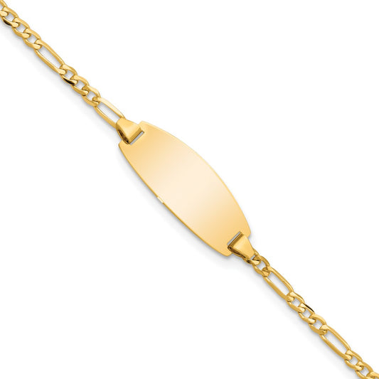 Quality Gold 14k Oval Figaro ID Bracelet Gold