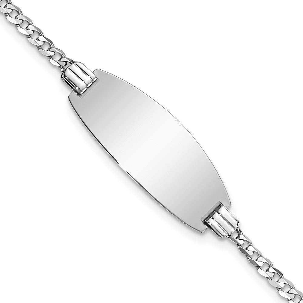 Quality Gold 14k White Gold Oval Curb ID Bracelet Gold