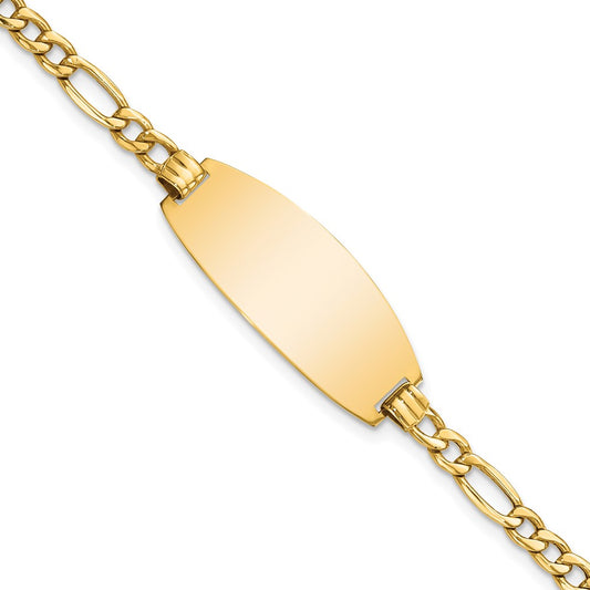Quality Gold 14k Semi-solid Oval Figaro ID Bracelet Gold