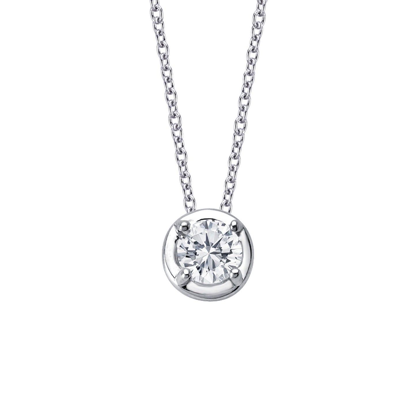 LaFonn Platinum Simulated Diamond 6.50mm Round, Approx. 1.03 CTW NECKLACES Bezel-Set Solitaire Necklace