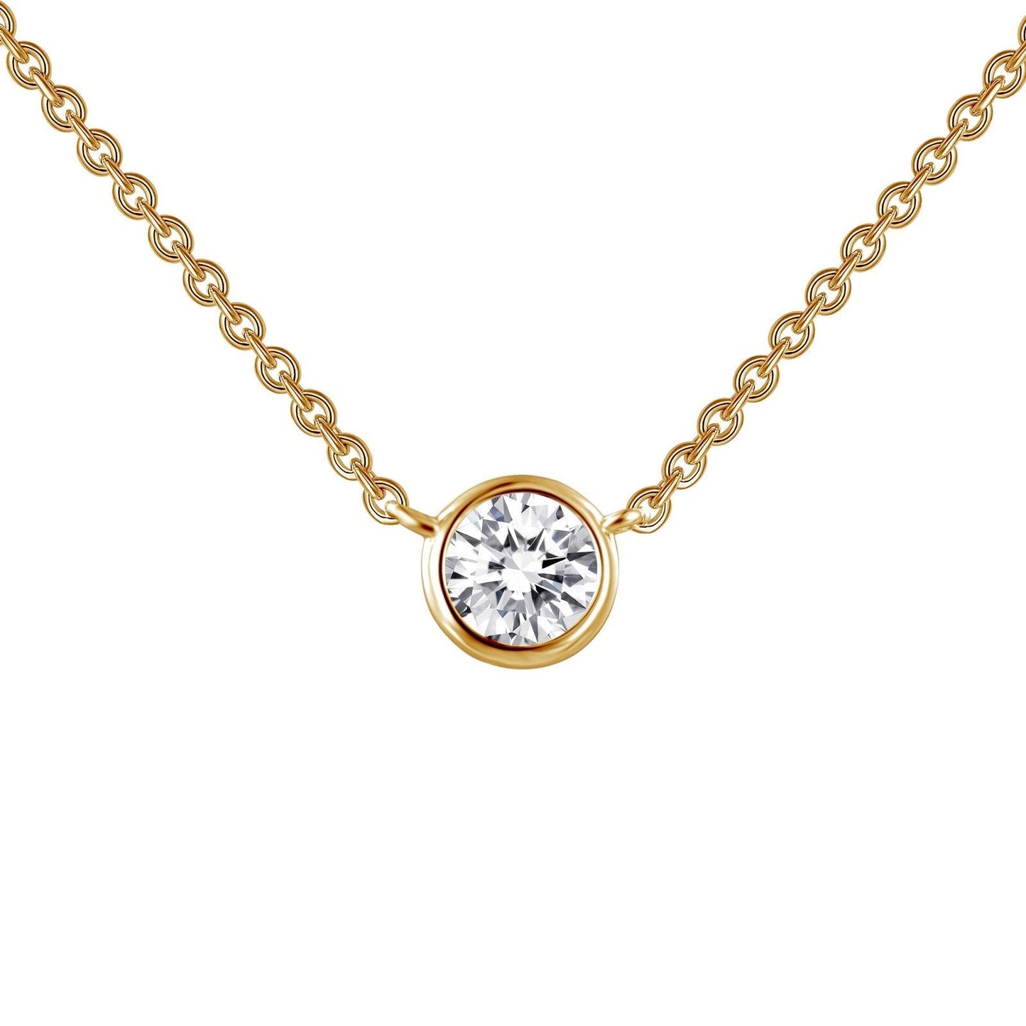 LaFonn Gold Simulated Diamond 5.00mm Round, Approx. 0.46 CTW NECKLACES 0.46 CTW Solitaire Necklace