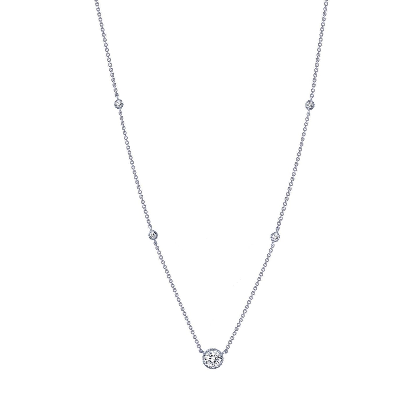 LaFonn Platinum Simulated Diamond 5.50mm Round, Approx. 0.66 CTW NECKLACES 0.78 CTW Station Necklace