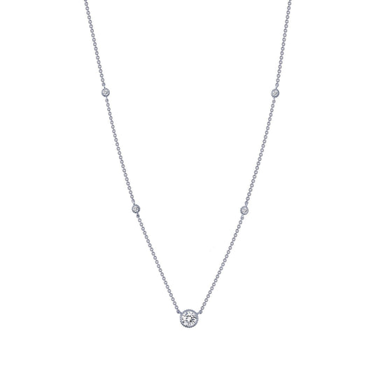 LaFonn Platinum Simulated Diamond  5.50mm Round, Approx. 0.66 CTW NECKLACES 0.78 CTW Station Necklace